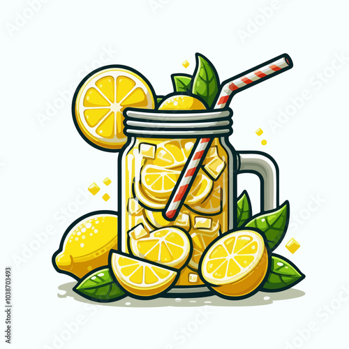glass of lemonade with a straw