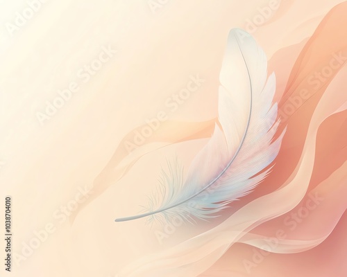 Feather on soft pastel background