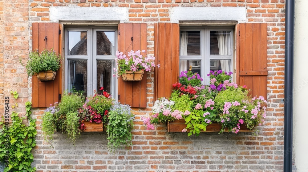 Charming Window Boxes with Colorful Flowers Charming Window Boxes with Colorful Flowers