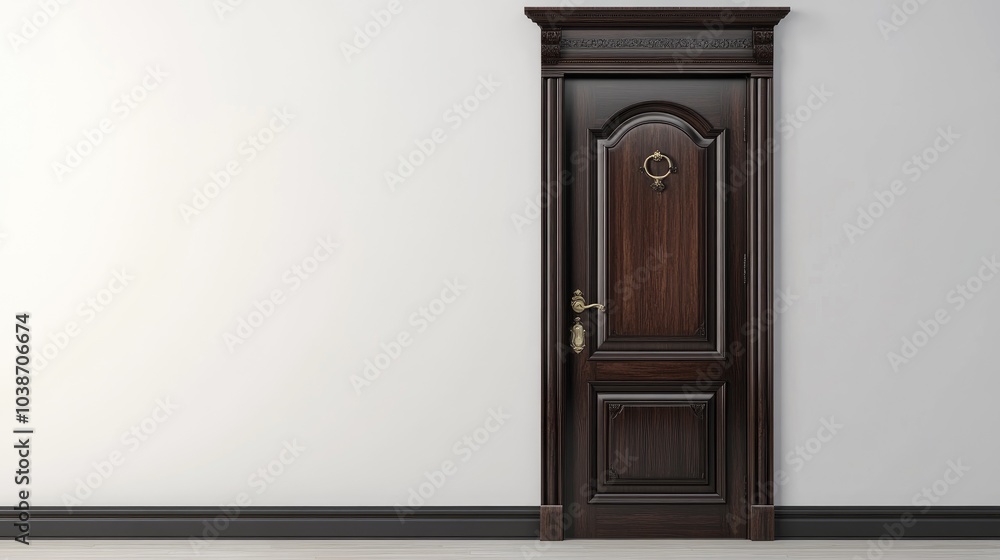 Elegant Dark Wooden Door with Classic Design Elegant Dark Wooden Door with Classic Design