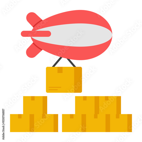 Unique design icon of blimp delivery 

