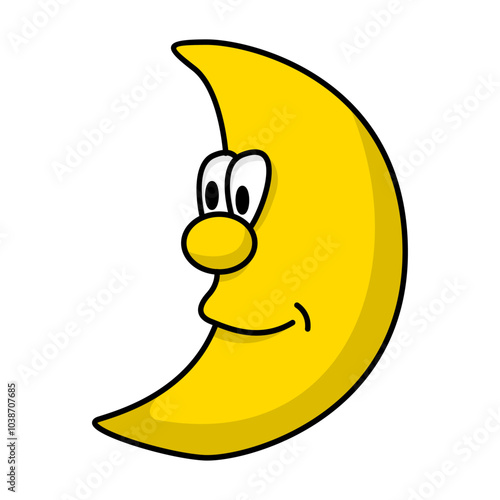 Luna moon gialla stile fumetto cartoon vettoriale editabile