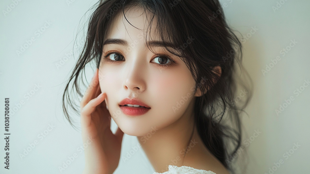 stunning portrait of a Korean woman showcasing traditional beauty with serene elegance. Her calm expression, soft lighting, and natural features convey timeless grace, cultural pride, and inner streng stunning portrait of a Korean woman showcasing traditional beauty with serene elegance. Her calm expression, soft lighting, and natural features convey timeless grace, cultural pride, and inner streng