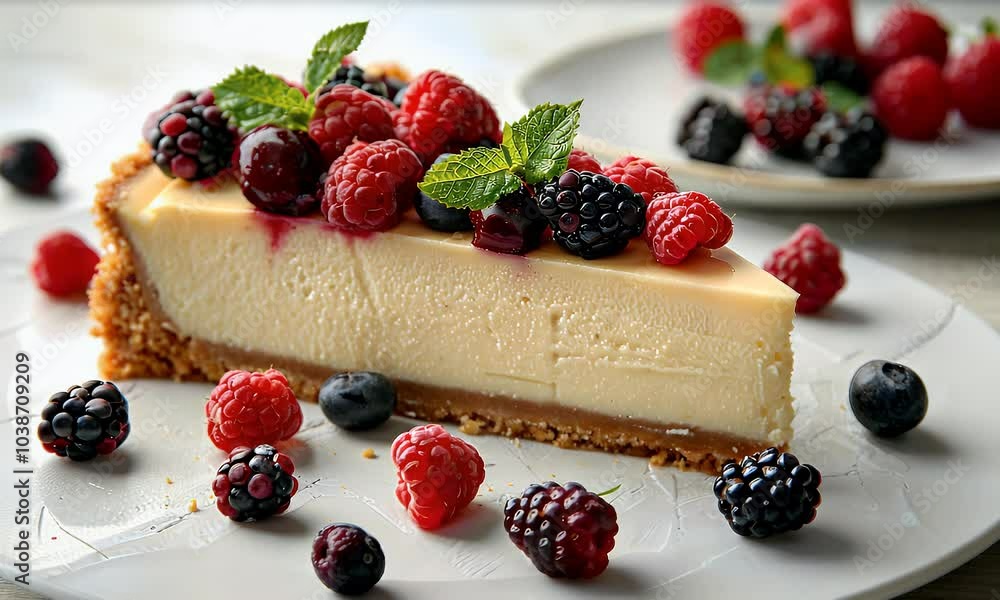 Slice of Cheesecake with Fresh Berries Slice of Cheesecake with Fresh Berries