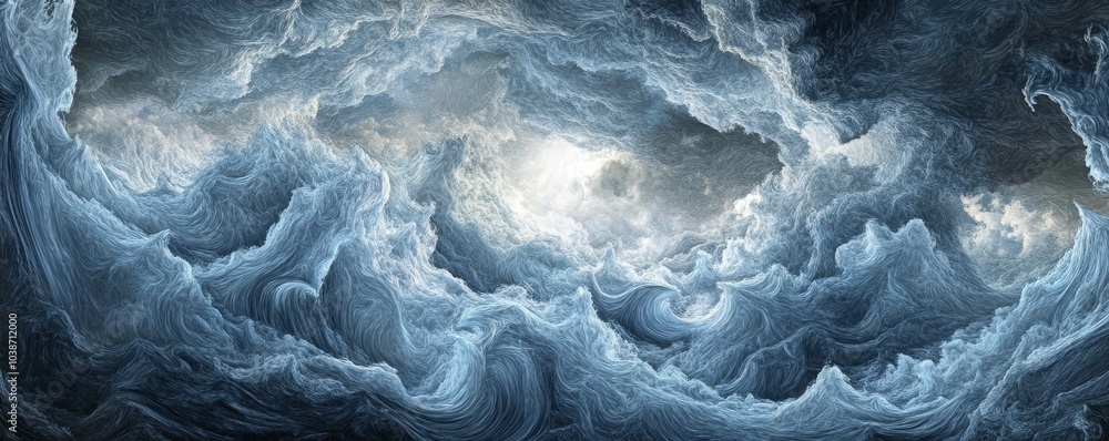 Abstract Digital Art of Wavy Clouds with a Light at the Center, digital art , cloudscape Abstract Digital Art of Wavy Clouds with a Light at the Center, digital art , cloudscape