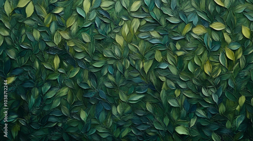 Abstract Oil Painting of Lush Green Foliage, Green, Nature, Botanical, art, leaves, texture Abstract Oil Painting of Lush Green Foliage, Green, Nature, Botanical, art, leaves, texture