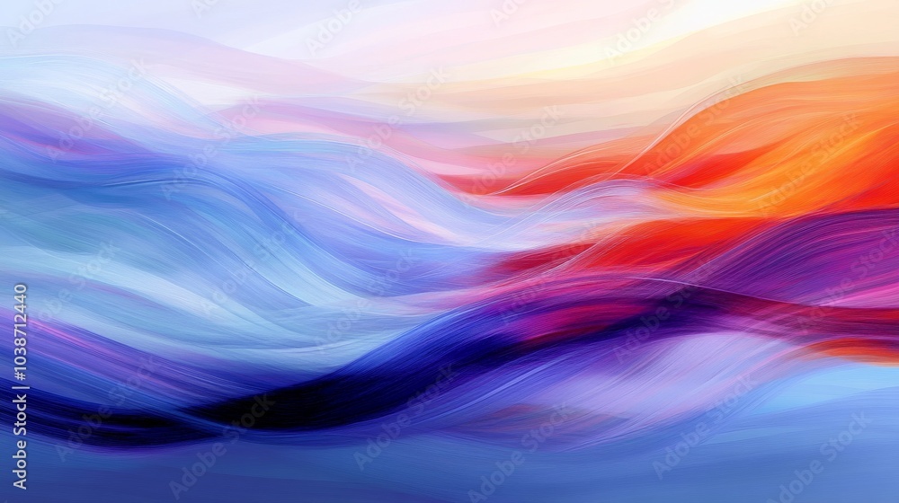 Abstract Wavy Lines in Blue, Purple and Orange, digital art, abstract art, abstract background Abstract Wavy Lines in Blue, Purple and Orange, digital art, abstract art, abstract background