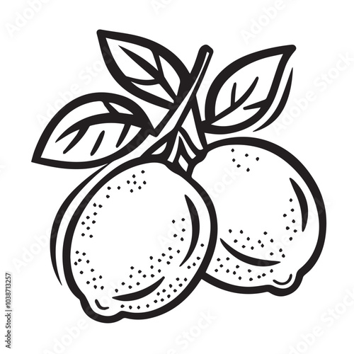 Lemons In cartoon, hand-drawn flat style. image for social media, websites and UI. Isolated 2D vector design in logo, icon, sketch style, simple line vector, single color. AI Generative Art.