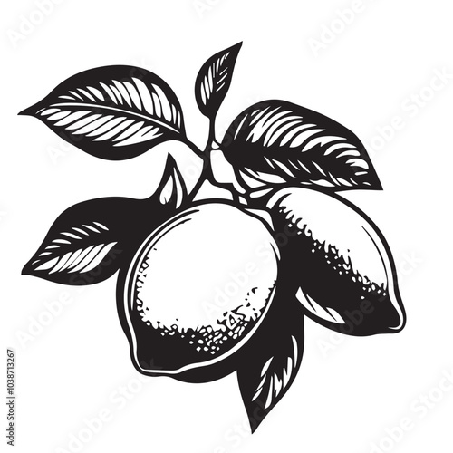 Lemons In cartoon, hand-drawn flat style. image for social media, websites and UI. Isolated 2D vector design in logo, icon, sketch style, simple line vector, single color. AI Generative Art.