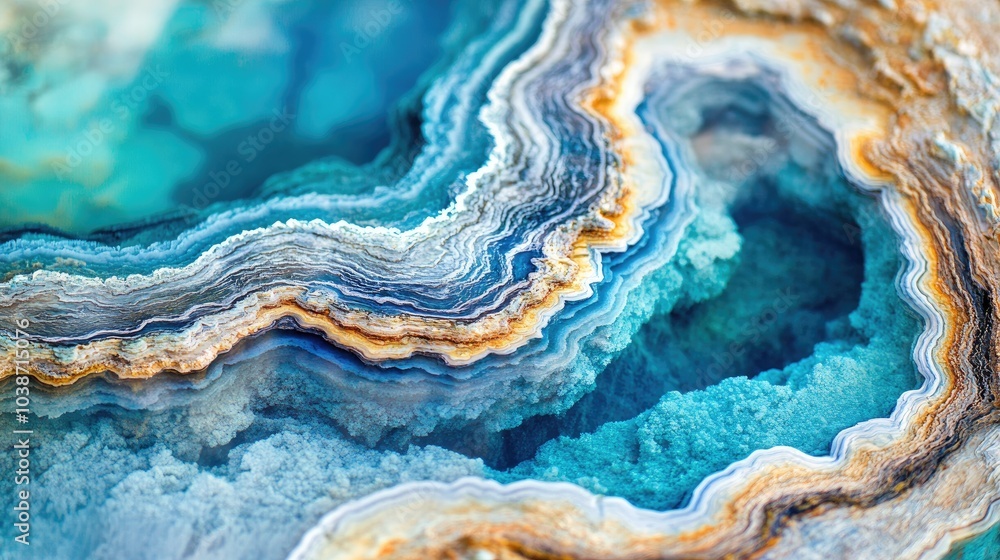 Fototapeta premium Colorful Abstract Geode with Blue and Brown Patterns