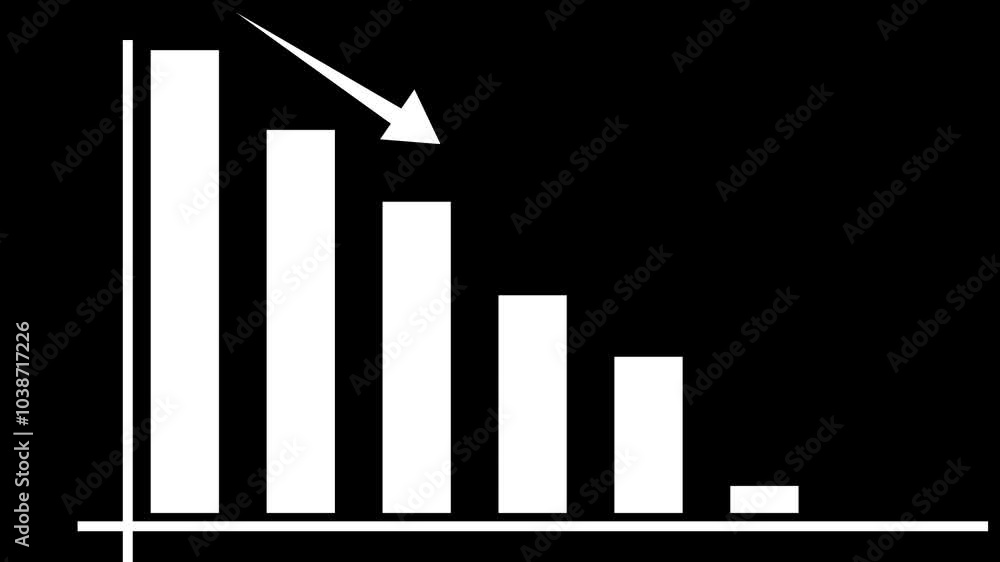 Down graph icon animation on black background. business or finance concept icon Down graph icon animation on black background. business or finance concept icon