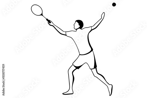 Tennis Serve Silhouette | isolated vector silhouette illustration on white background