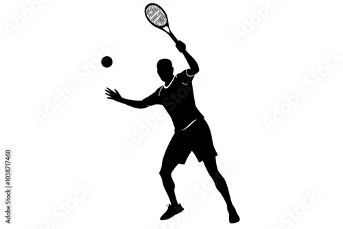 Tennis Serve Silhouette | isolated vector silhouette illustration on white background