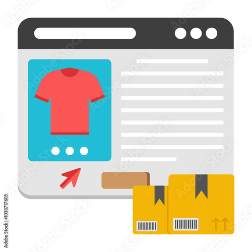 Conceptual flat design icon of buy shirt online 

