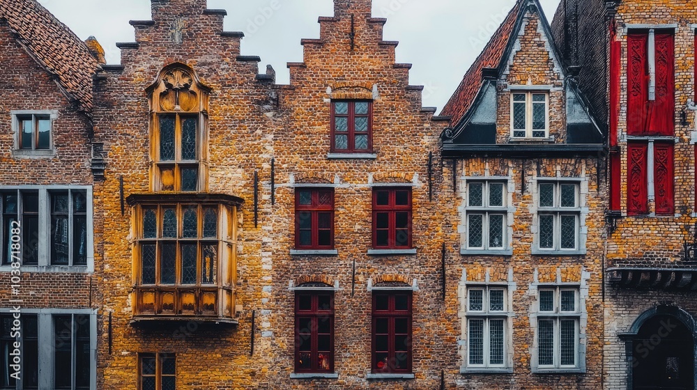 Naklejka premium Colorful Architectural Facades in Historic Town