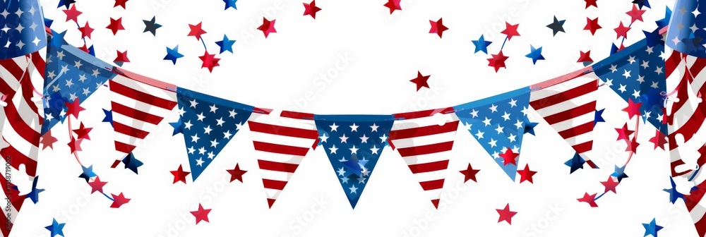 Obraz premium Fourth of July celebration with patriotic banners