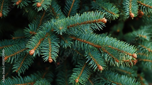 Close-up view of a Christmas tree background