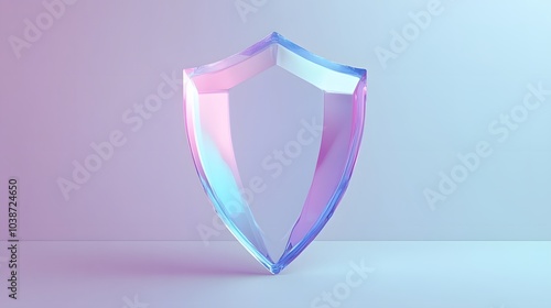  Cyber security safety shield in minimalistic style. 3d vector illustration. white background