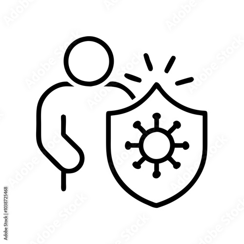 Immunity Icon in Minimalist Style, Black Outline, Modern Design