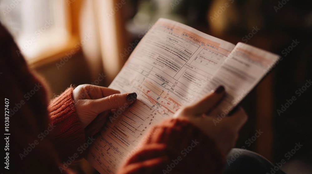 Naklejka premium Woman Reading a Paper Document