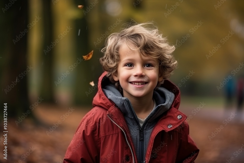 Portrait of a cute little boy in the park during autumn season Portrait of a cute little boy in the park during autumn season