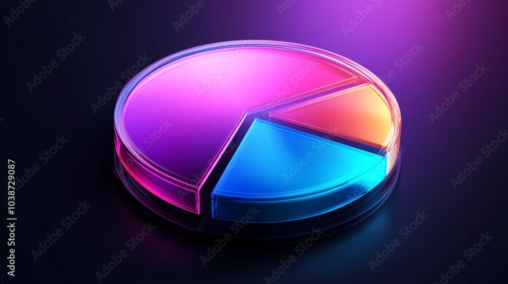 Colorful Neon Pie Chart on Dark Background Colorful Neon Pie Chart on Dark Background