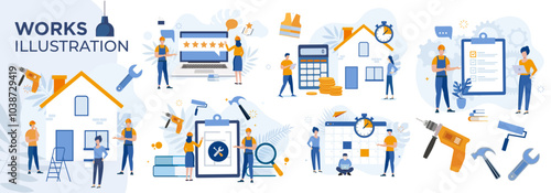 Flat style modern professional build repair construction