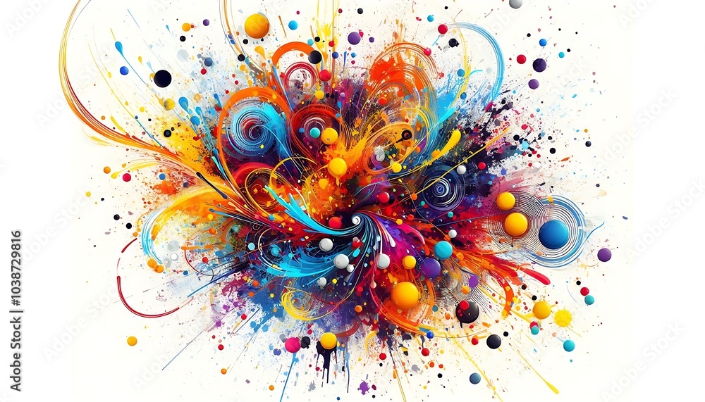Splattered paint effect with vibrant colors creating chaotic yet balanced design,generative ai
Splattered paint effect with vibrant colors creating chaotic yet balanced design,generative ai