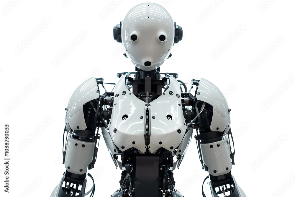 Next-Generation Humanoid Robot Designed for Assistance Isolated on Transparent Background