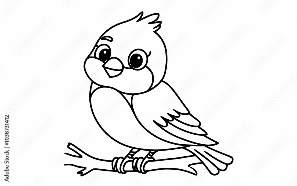 Bird coloring page design illustration white background white and black color Bird coloring page design illustration white background white and black color