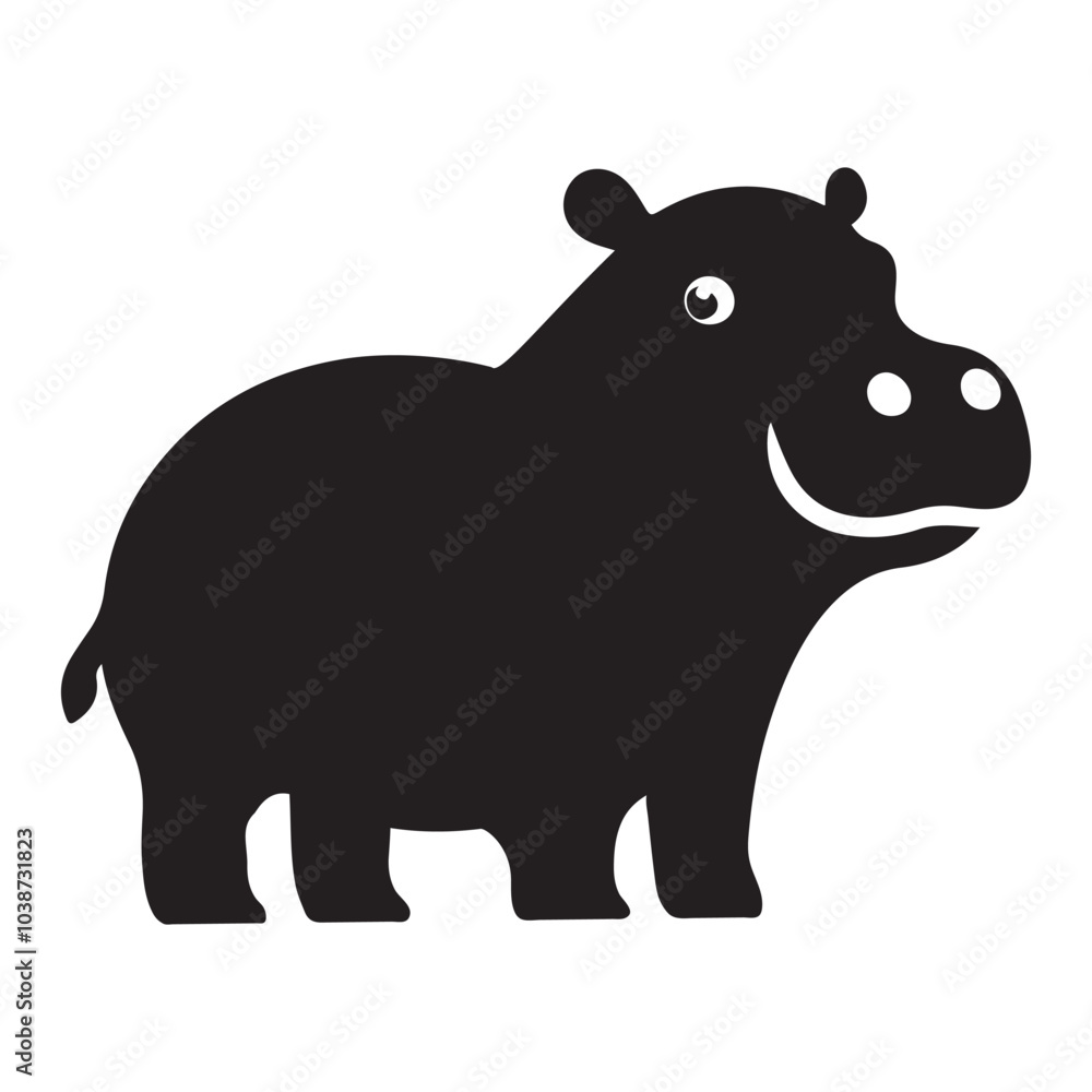 Obraz premium Silhouette of a Hippopotamus , High-Quality Hippo Vector Illustration