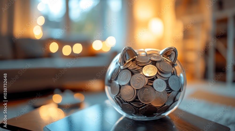 Piggy Bank Filled with Coins Piggy Bank Filled with Coins