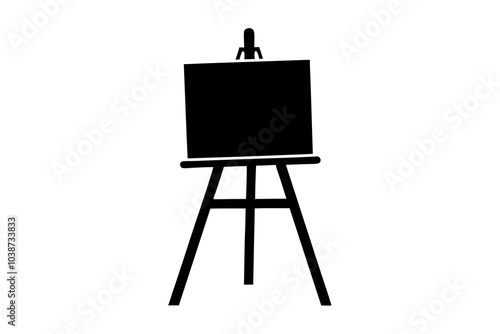 Painting with Easel silhouette | isolated vector silhouette illustration on white background