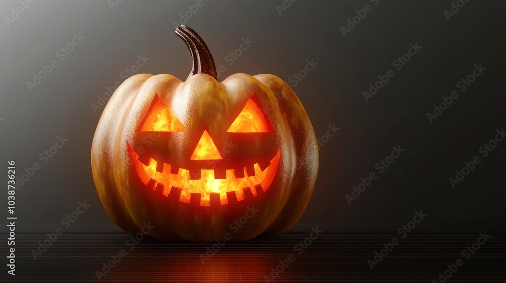 Glowing jack-o'-lantern pumpkin for Halloween on transparent background Glowing jack-o'-lantern pumpkin for Halloween on transparent background