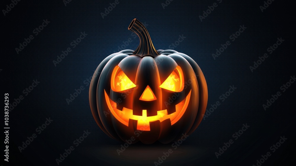 Glowing jack-o'-lantern pumpkin for Halloween on transparent background Glowing jack-o'-lantern pumpkin for Halloween on transparent background