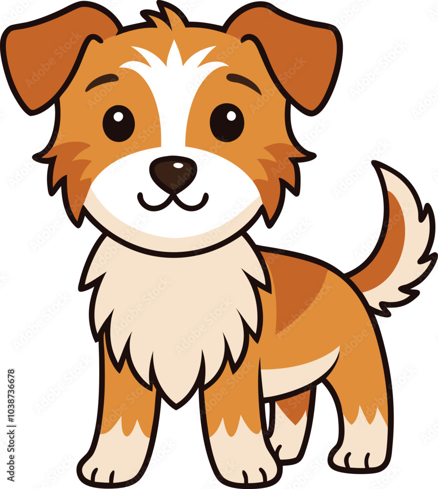 Adorable Cartoon Puppy: A cheerful and friendly cartoon puppy with big eyes, a wagging tail, and a friendly smile. Perfect for kids' books, websites, and pet-related products. 