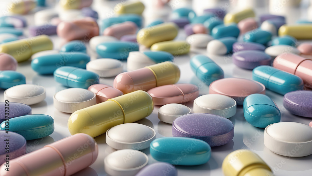 Multicolored pills close-up background mockup medical. Multicolored pills close-up background mockup medical.