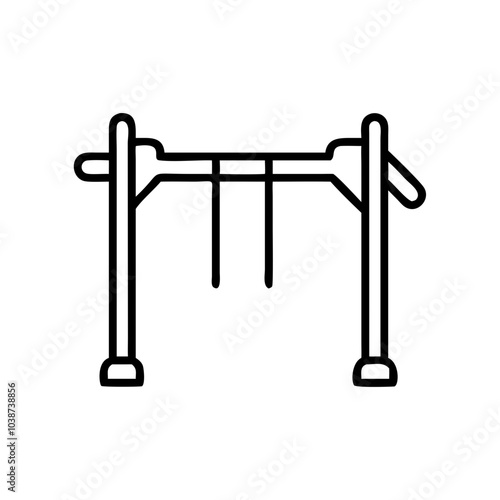 Icon of a pull-up bar in black outline representing strength training and fitness