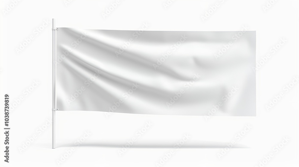 White Blank Flag Template Isolated on a White Background White Blank Flag Template Isolated on a White Background