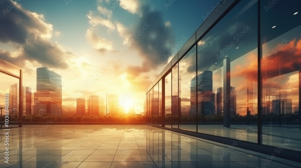 Modern office building or business center. High-rise window buildings made of glass reflect the clouds and the sunlight. empty street outside wall modernity civilization. growing up business Modern office building or business center. High-rise window buildings made of glass reflect the clouds and the sunlight. empty street outside wall modernity civilization. growing up business