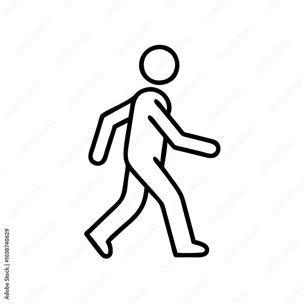 Walking icon, black outline, modern design, fitness illustration Walking icon, black outline, modern design, fitness illustration