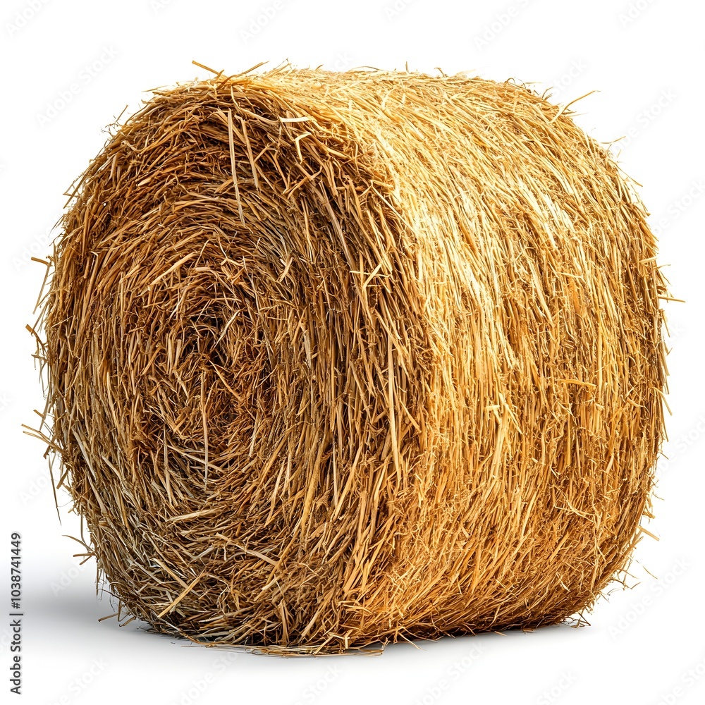 Detailed Hay Bale on White Background Detailed Hay Bale on White Background