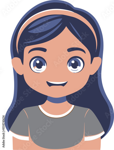 vector illustration of cartoon cute girl smiling