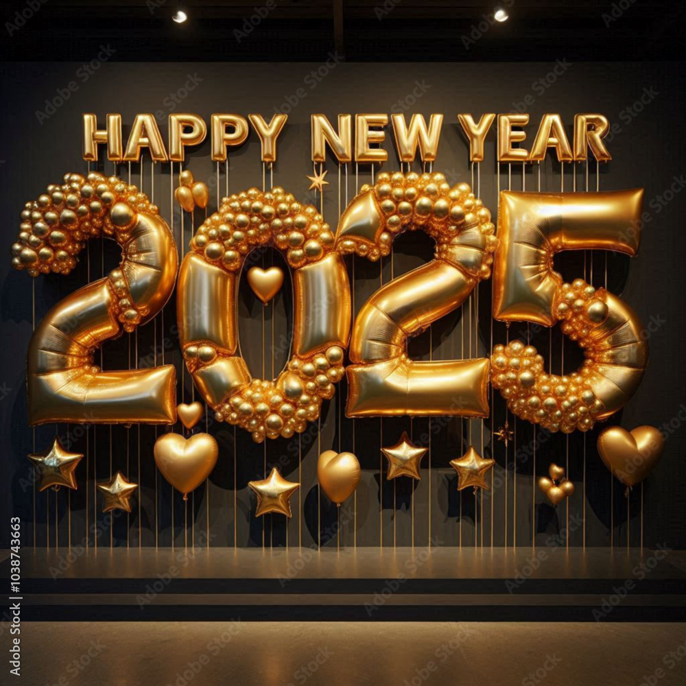 Fototapeta premium Happy New Year 2025 New Year bubble Banner 