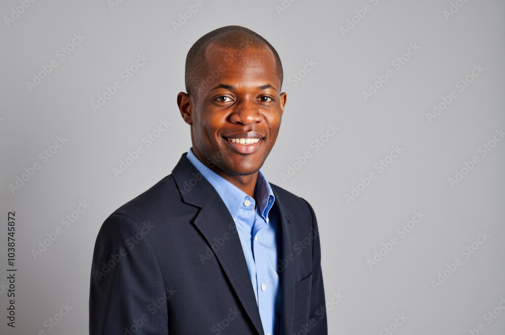 Young professional smiling on a grey background Young professional smiling on a grey background