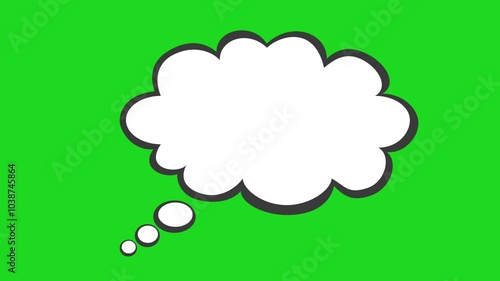 cloud speech bubble balloon animation. chat communication. cartoon message design. illustration. on green screen chroma key background