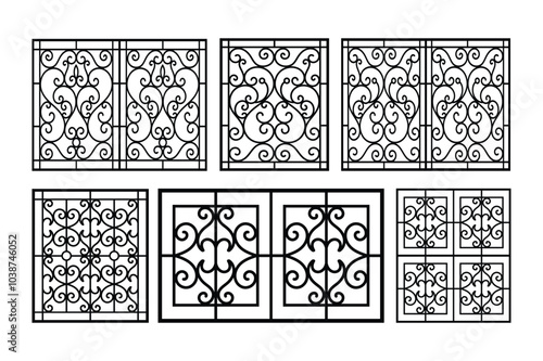 Steel Iron window grill design vector