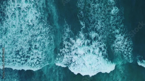 Wallpaper Mural Aerial top view beautiful texture of big power dark ocean waves with white wash Torontodigital.ca