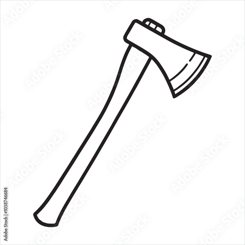 single one line Axe silhouette on white background
