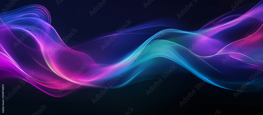 Neon light waves of purple and light blue rays with black background, abstract unique illustration,aurora,pink, purple, cyan Neon light waves of purple and light blue rays with black background, abstract unique illustration,aurora,pink, purple, cyan